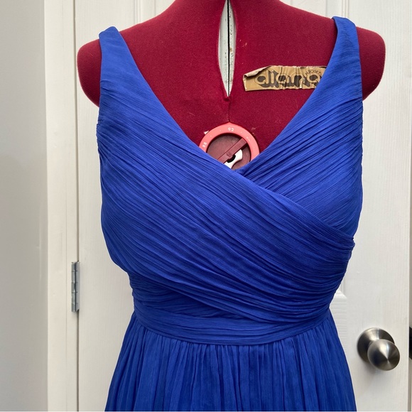 J.Crew women royal blue 100% silk, lined sleeves less midi dress. Size 6. Used. - Picture 2 of 9